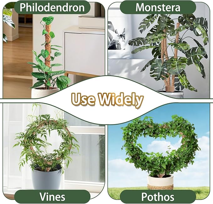 3 Moss Poles in 1, Bendable Monstera Plant Support, 29.9IN Tall Plant Stakes for Indoor Plants, Coir Pole Plant Support for Climbing Plants, Pothos, Philodendron-1 Pack