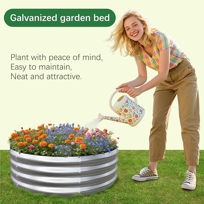 Galvanized Garden Bed Kit for Vegetables/Herbs/Flowers, Raised Planter Box, Outdoor, 2x2x1 Feet