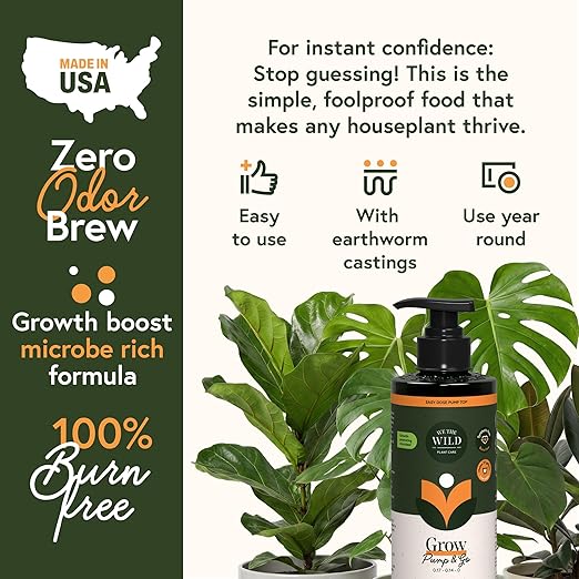 We the Wild Organic Grow Pump and Go - Liquid Plant Food and Fertilizer for Indoor Houseplants - 16.9 fl oz