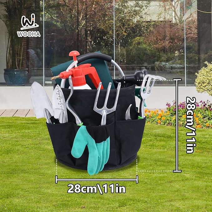 Wooha Tool Organizers Bag 17L Collapsible Tool Bag Laundry Organizer Outdoor Camping Garden Harvest Basket Home Bathroom Storage Bath Wash Bag（Black）
