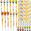 Tigeen 236 Pcs Garden Stake DIY Fairy Wand Plant Stake with 12 Colorful Crystal Stopper Top 12 Threaded Rod with 200 Large Hole Bead for Spring Summer Holiday Outdoor Decorations(Autumn Pumpkin)