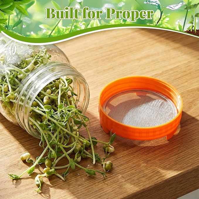 3 Set Sprouting Growing Lids for Wide Mouth Mason Jars,Sprouting Lids with 3 different orifice sizes,Alfalfa & Mung Bean Sprouts Grow Kit,L,M,S Strainer mesh(Plastic,Classic)