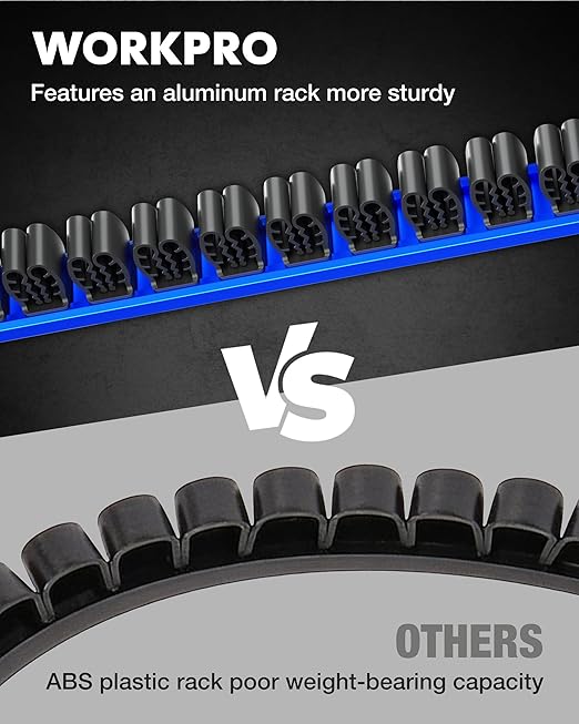 WORKPRO 2-Pack Magnetic Screwdriver Organizer and Wrench Organizer Set, Aluminum Rail Magnetic Tool Organizers, Tool Holder, Tool Box Organizers, 24-Slot Screwdriver & Wrench Holder (Tools Excluded)