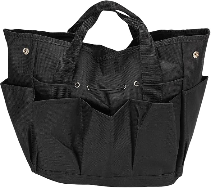 Garden Tool Bag, Oxford Cloth, Durable Organizer for Outdoor Camping, Black, Portable with Multiple Pockets