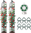 Garden Obelisk Trellis for Climbing Plants Outdoor, 2Pcs 6.2FT Rustproof Metal Plant Flower Trellises,Garden Obelisk Trellis for Indoor Outdoor Flowers Vegetable Fruits Vines Support (Black)