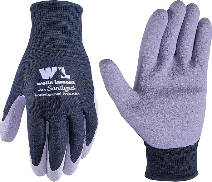 Wells Lamont Women's Sanitized Coated Work and Gardening Gloves, Navy, Medium (419M)