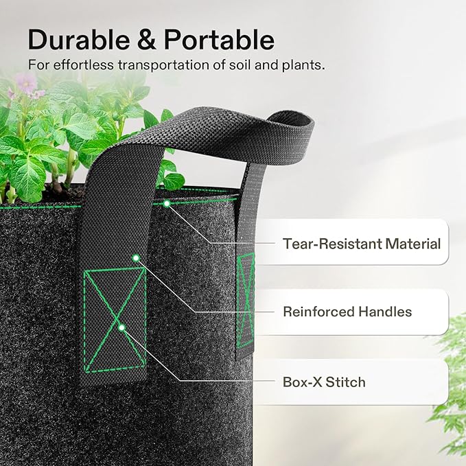 VIVOSUN 2 Pack 45 Gallon Grow Bag, Fabric Pot with Handles for Vegtables and Plants