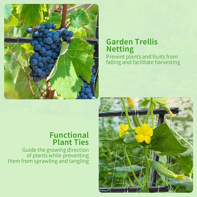 FOLLOOK Garden Trellis for Climbing Plants, 6ft Cucumber Trellis for Raised Bed, Pea Grape Vine Tomato Trellis Cattle Panel A Frame Vegetable Plant Support Outdoor for Backyard, Black