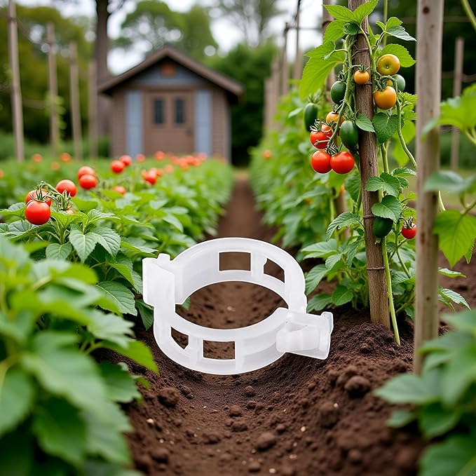 100Pcs White Plastic Trellis Clips Plant Support Clips,Tomato Clip,Cages Plants Vine Vegetable Fastening Clip Grafting Tools Make Plant Grow Upright and Healthier,Plants Support Structures