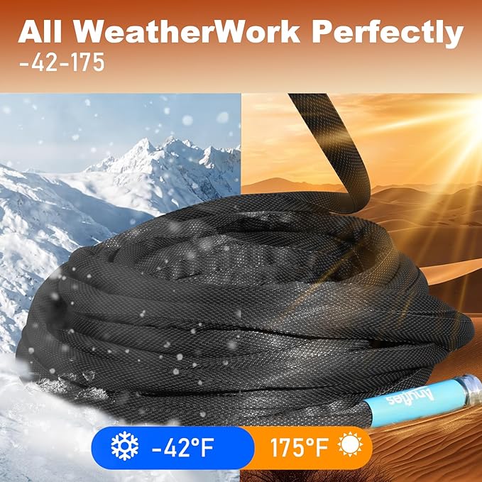 Aunfles 50FT Garden Hose - Flexible Water Hose with 10 Spray Nozzle, Lightweight Design, Easy Storage, Leak-Proof, Compact, Portable, Car Wash for Yard (Black)