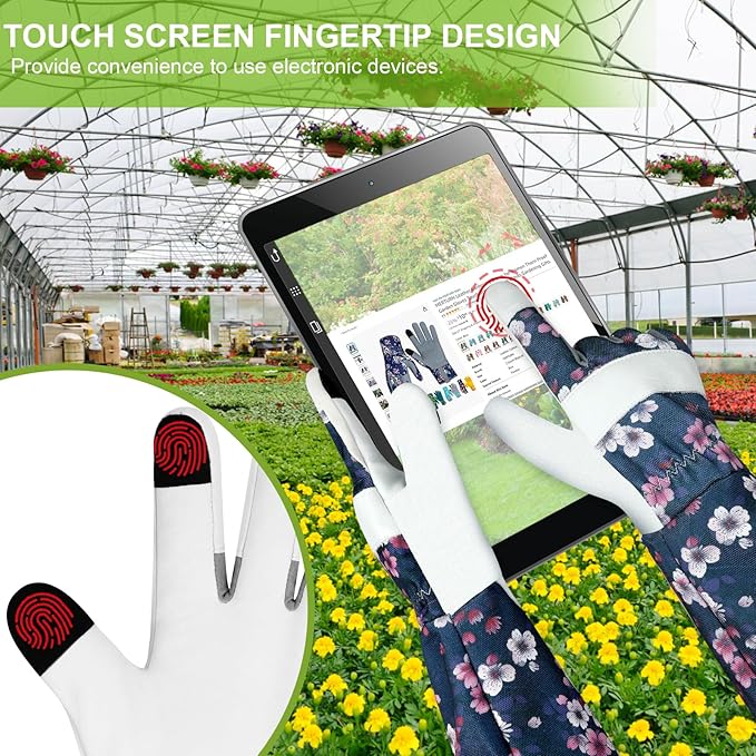 Leather Long Gardening Gloves for Women Thorn Proof Garden Gloves Yard Working Gloves