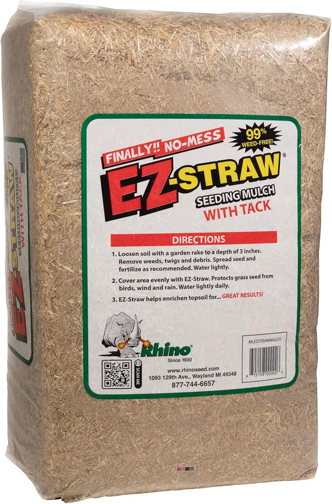 EZ-Straw Seeding Mulch with Tackifier - Biodegradable Organic Processed Straw a 2.5 CU FT Bale (Covers up to 500 sq. ft.)