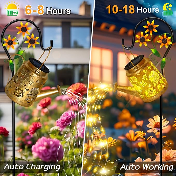 ostritec Mothers Day Gifts, Solar Lanterns Garden Decor Sunflower Lights, Large Hanging Lantern with Shepherd Hook, Waterproof Outdoor Decor for Landscape Pathway Yard, Gifts for Mom Women
