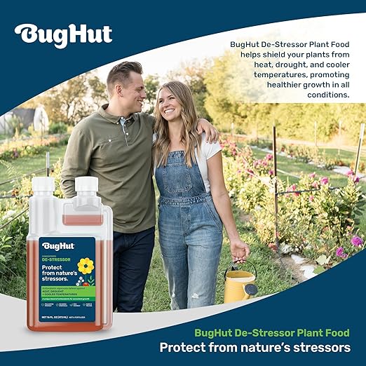 BugHut De-Stressor Plant Food - Natural Antioxidant for Healthy Growth and Protection - Liquid Antioxidant for Indoor and Outdoor Plants, Flowers, Vegetables - 0.5 oz., Makes 2 gallons
