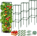 3 Pack 48" Tomato Cage for Garden, Heavy Duty Adjustable Plastic Coated Steel Pipe Tomato Stakes Trellis Plant Cages for Vegetable, Fruit, Flower, Rose Vine Climbing Plants
