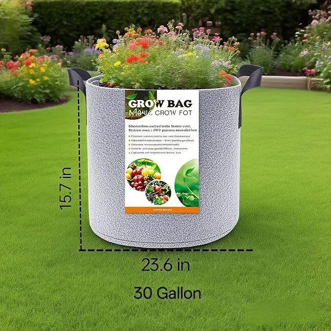 Grow Bags,Gallon Pot,Gallon Grow Bag,Fabric Plant Vegetable Pots,15-35 Gallon Nursery Pots,Deep Plant Pot, Gallon Grow Bags with Handles,3pcs (30 Gallon)