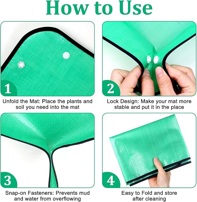 Plant Repotting Mat for Garden, 2 Pcs Waterproof Potting Mat Foldable Indoor Plant Mats Portable Square Gardening Mat Potting Tray with 6 Pcs Mini Garden Tools Set for Plant Lovers Gardening Gifts