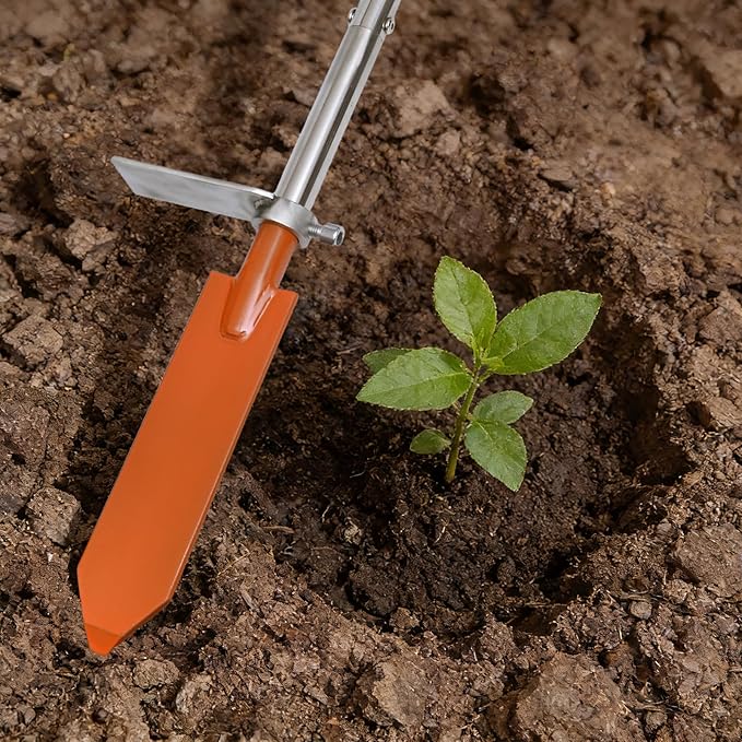 Dibble Bar Planting Tool with Foot Pedal, Sturdy Construction Tree Planting Bar with Stainless Steel Pole, T-Handle Dibbler Gardening Tool Digging Bar Long Triangle