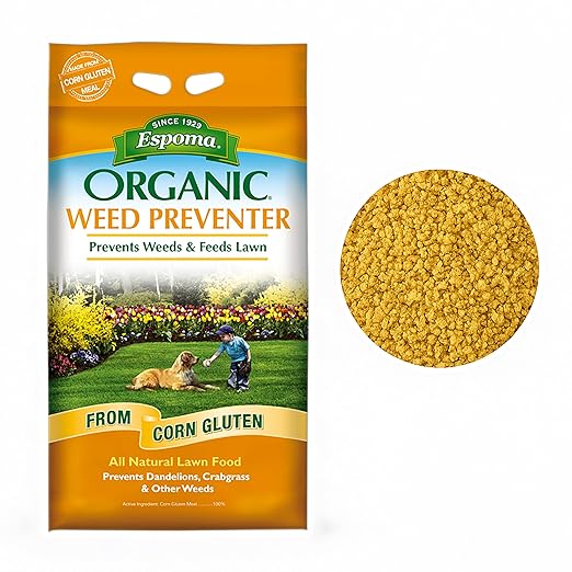 MYGP Organic Weed Preventer 25 lb – Natural Lawn Fertilizer & Weed Control – Corn Gluten Meal Granules – Includes Gardening Claw Gloves & Soil pH Test Strips – Covers 1,250 sq ft