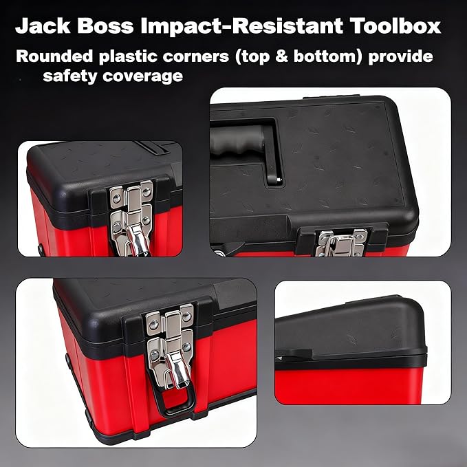 Steel Tool Box 15.5 Inch Small Portable Tool Organizer Box with Built-in Short Non-slip Handle Car Box with Removable tray