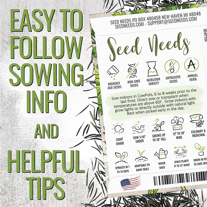 Seed Needs Chervil Seeds for Planting - Non-GMO, Heirloom & Untreated Annual Herbs - Grow an Indoor/Outdoor Garden Full of Culinary French Parsley (5 Packs)