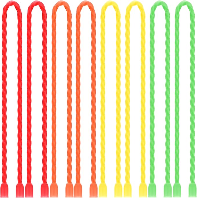TRIPLE DEER 8Pcs 12-Inch Silicone Cable Ties Colorful Reusable Steel-Core Silicone Twist Gear Tie Straps for Bundling and Organizing, Bendable Holder Strap for Indoor and Out All Purpose