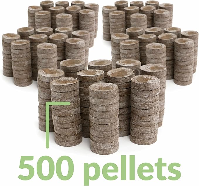 Jiffy Peat Soil Pellets Seed Starter Plugs - for Indoor Seedlings, Plant Starter - 500 Count - Peat
