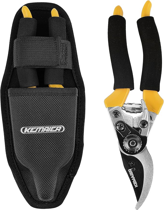 Kemaier Pruning Shears for Gardening, Professional Garden Shears with Non-Slip Ergonomic Handles & Blade Cover, Sharp Garden Clippers for Trimming Branches, Shrubs, and Plants
