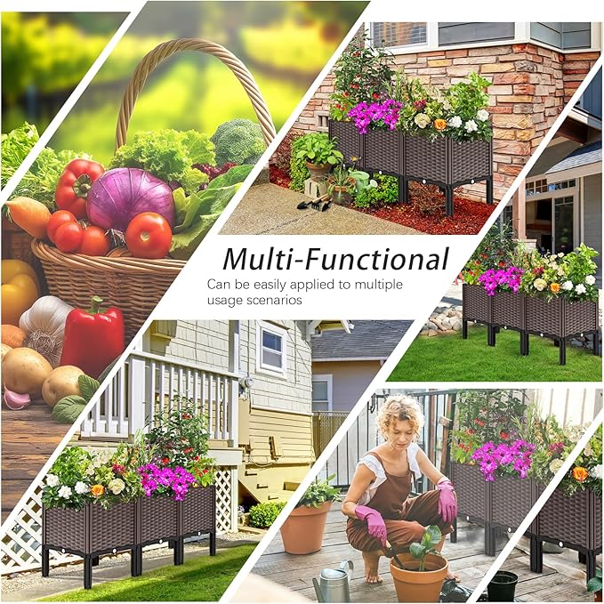 Garden Boxes Outdoor Raised Garden Bed with Legs Planter Boxes Outdoor with Easy Assembly Garden Box with Drain Outlet for Vegetables/Herbs,47x15x19in