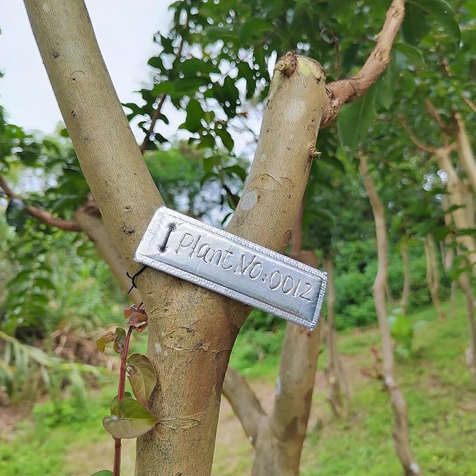 Metal Tags, Aluminum Plant Labels Outdoor Waterproof Plant Markers with 6 Inch Wires, 50 Pack Double-Sided Writable Garden Tags