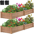 PetsCosset 8x2Ft(2 Pack) Raised Garden Bed – Planter Box for Outdoor Plants, Fir Wood Garden Beds for Vegetable, Herb, and Flower Cultivation – Easy Assemble