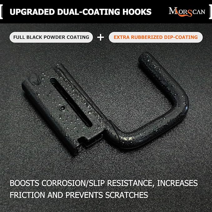 6-Pack 2" Heavy-Duty E-Track J Hooks with Extra Rubberized Dip-Coating on Hook Body - Tie-Down Accessories for Trucks, Trailers, Garages, Warehouses