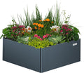 Vego garden Modern Raised Garden Bed 17" Tall 42" x 42" Heavy Cube Planter Box for Trees Plants Flowers Double-Walled Metal Planters for Outdoor Commercial Residential Patio, Midnight Blue