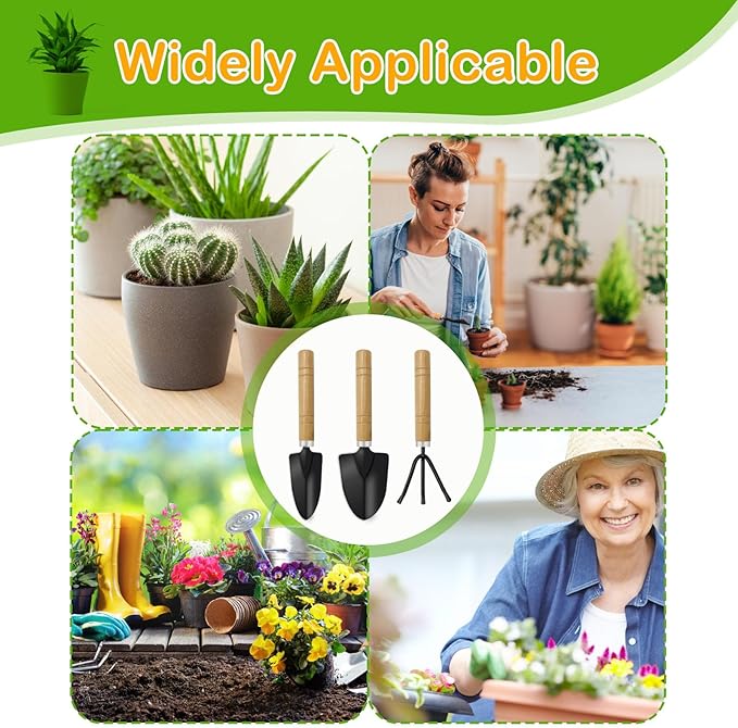 Small Garden Tools,3 Pcs Mini Garden Tools Set,Include Small Trowel,Mini Shovel and Hand Rake,Heavy Duty Indoor Gardening Plant Tools Set for Succulent,Bonsai,Pot Plants,Potting Tools Kit