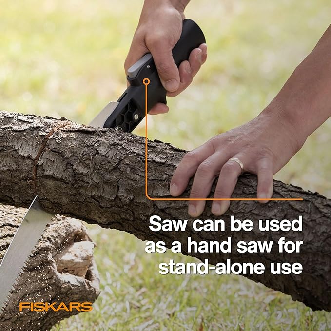 Fiskars XtendControl 14' Tree Pruner with 15" X2 Hook Bill Saw, Two Extension Poles (3-6 Ft and 4-8 Ft), Triple-Grind Blade for Fast Cutting, Lightweight Aluminum Pole Saw, Orange