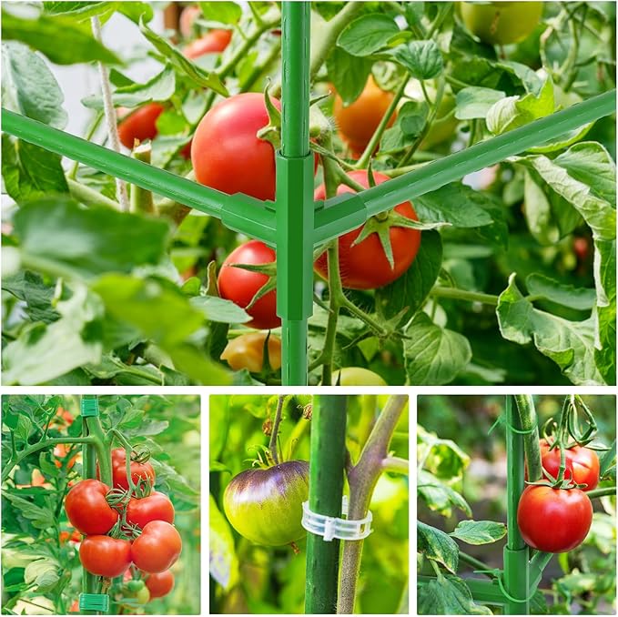 POILKMNI 66x17x49 Inch Garden Tomato Cages with 46 Gallon Grow Bags, Square Plant Support Trellis Assembled with Planter Bags, Garden Cucumber Vegetables Frames for Vertical Climbing Plants