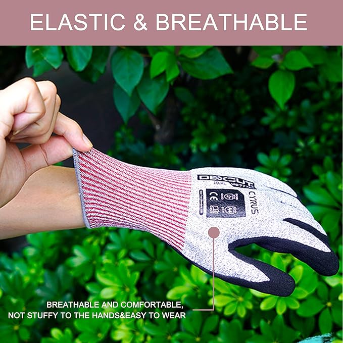 CYRUS Nitrile Gardening Gloves for Women＆Men, Thorn-Proof Garden Gloves,Work for Yard Garden, Weeding, Digging, Pruning