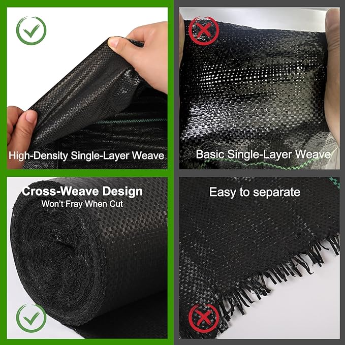 3.2oz Weed Barrier Landscape Fabric Heavy Duty, 3.3ft x 15ft Premium Garden Landscaping Fabric, Ground Cover Weed Control Fabric Outdoor Weed Mat Garden Lawn Fabric