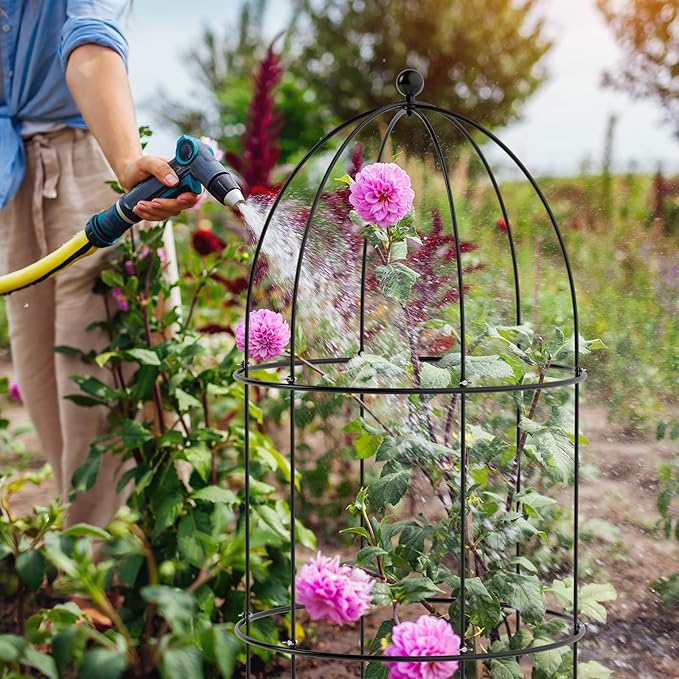 3 Pack Metal Plant Cage Support, 31.5" H Peony Support Tomato Cage Garden Rose Obelisk Trellis Supports Tower for Clematis Vine Jasmine Supports Outdoor Indoor