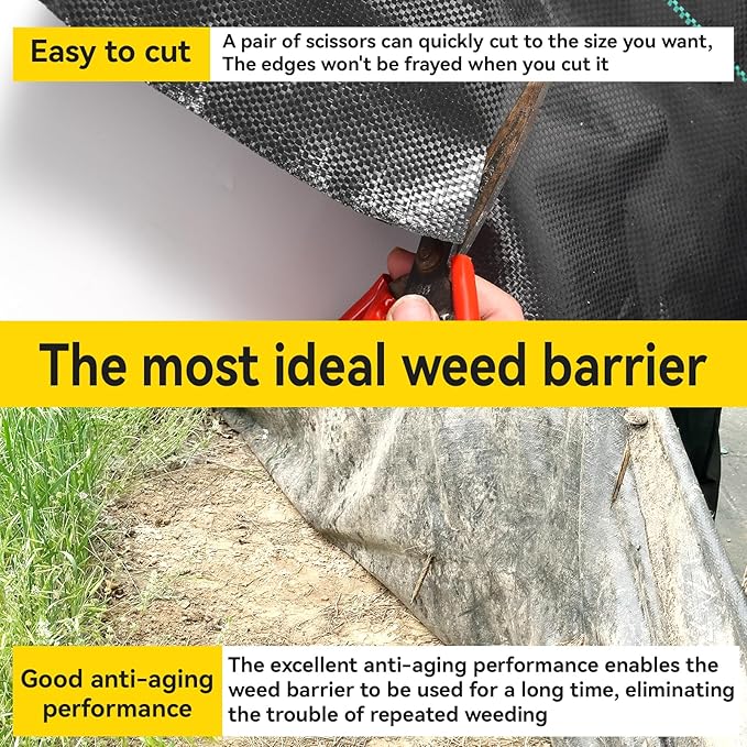 Weed Fabric Barrier Heavy Duty, 4FT x 100FT 3.2oz Garden Weed Blocker Fabric,High Permeability for Weed Blocker Weed Mat, Driveway Fabric, Weed Control Garden Cloth