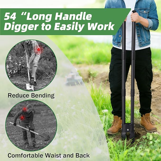 Post Hole Digger,54 Inch Heavy Duty Metal Hole Digger Tool for Digging,Black Manual Tool for Transplant, Camping,Gardening.