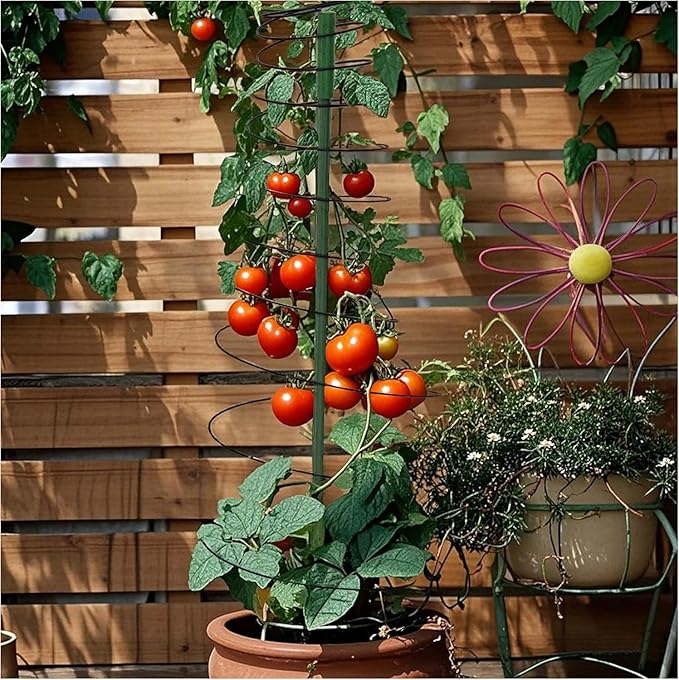 2 Pcs Tomato Cage Garden 53.6" Tall Metal Plant Cage Support Stretchable with Poles Stake Tomato Tower Garden Trellis for Vegetables Bean Climbing Plants Outdoor