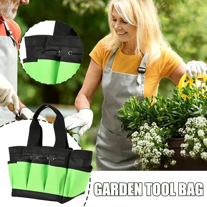 Garden Tool Storage Bag – Oxford Cloth Organizer, Waterproof Material, Lightweight Portable Design, Multiple Pocket Feature, Secure Tool Holder | Perfect Storage Gloves Scissors Hammer Nails