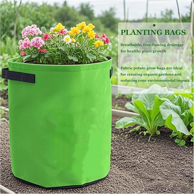 2-Pack 10 Gallon Potato Grow Bags, with Flap and Handle, Planter Bags for Vegetables, Fabric Plant Pots for Potatoes, Tomato, Vegetables, Gardening Bag