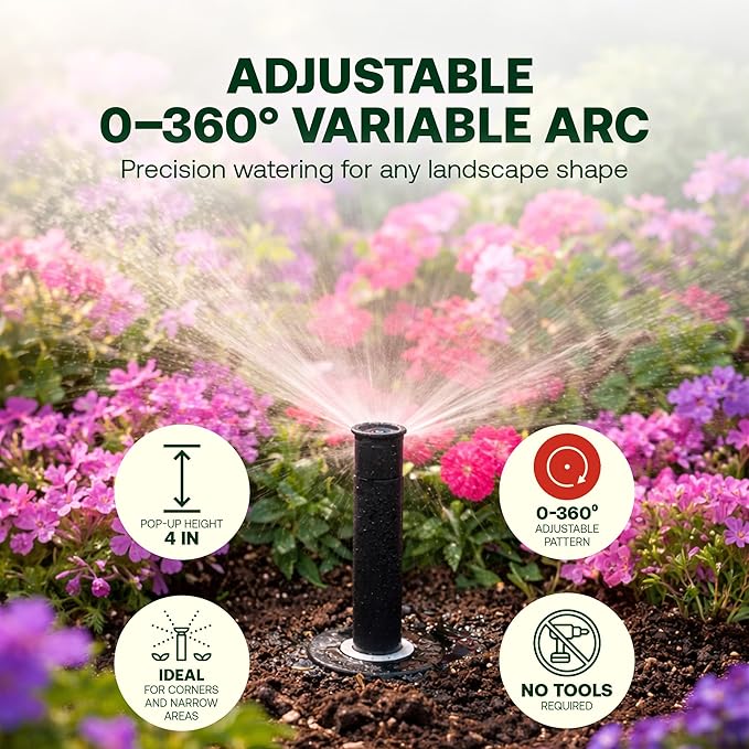 Rain Bird 1804 Spray Head with 15van Nozzle; 0° to 360° Adjustable; 15' Radius (Pack of 5)