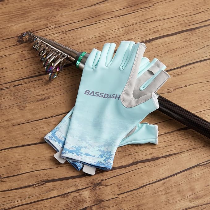 BASSDASH ALTIMATE UPF 50+ Women’s Fishing Gloves UV Sun Protection Fingerless Gloves for Kayaking Paddling Hiking Cycling Driving Shooting Training