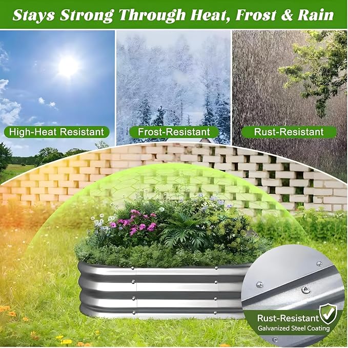 Galvanized Raised Garden Bed for Gardening, 36x36x11in Metal Planter Box for Vegetables,Herbs,Flowers,Outdoor Modular Above Ground Container,Tool-Free Assembly
