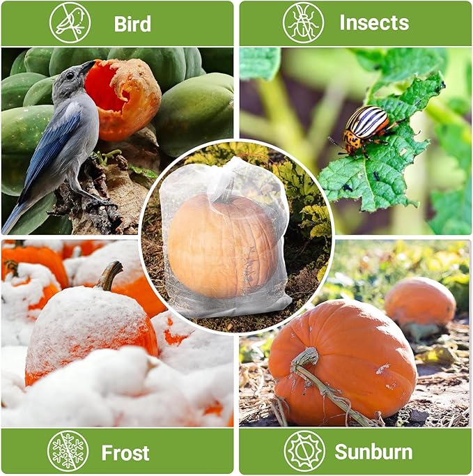 Fruit Protection Bags Large, 20pcs 23 x 16 inch Garden Insect Barrier Netting Bags with Drawstring, Plant Cover Bags for Tomatoes Fruit Trees Bananas Young Plants from Bugs Birds