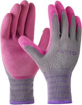 Gardening Gloves for Women 6 Pairs, Garden Gloves for Pruning Flower Rose, Weeding, Digging, Raking, Flower gloves with Rubber coating (Small, Pink)