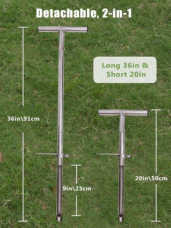 Soil Probe 36in with Pedal, T-Handle Soil Sample Probe Rod Stainless Steel, Soil Sampler Probes for Soil Sampling, Soil Test Kit for Gardening